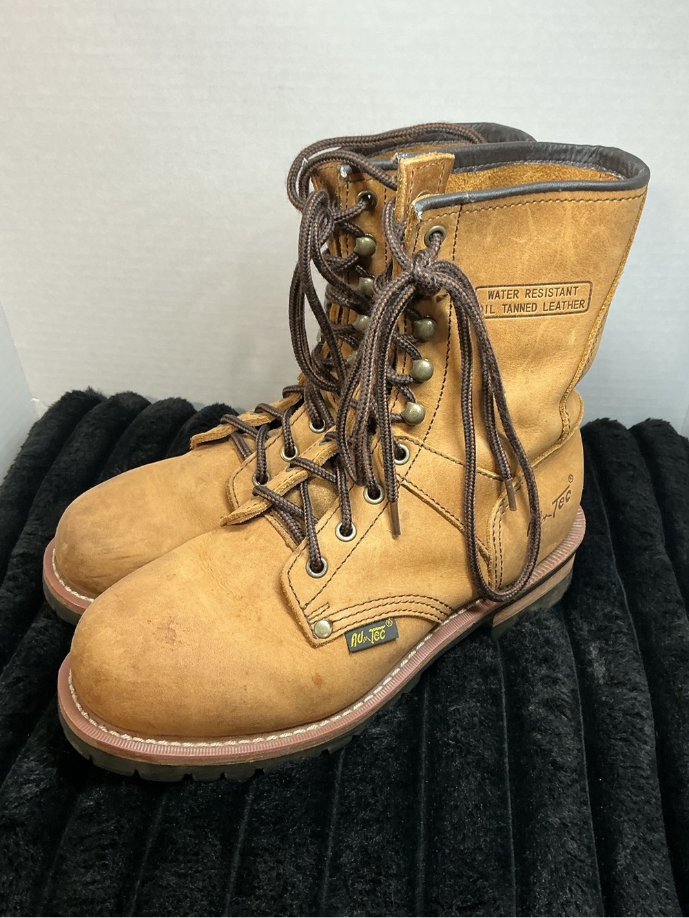 AdTec 2427 Women’s 9” Logger Work Boots Brown Leather Water Resistant Size 9